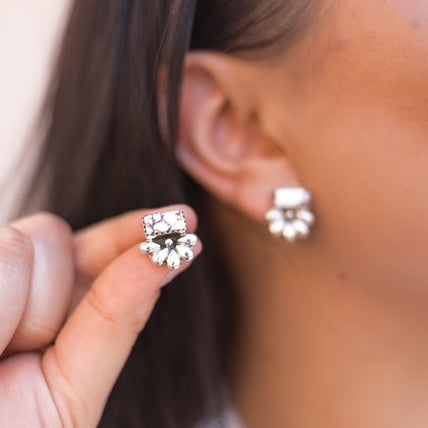 Boho Bar Studs with Delicate Half Daisy Accents-Earrings-Krush Kandy, Women's Online Fashion Boutique Located in Phoenix, Arizona (Scottsdale Area)