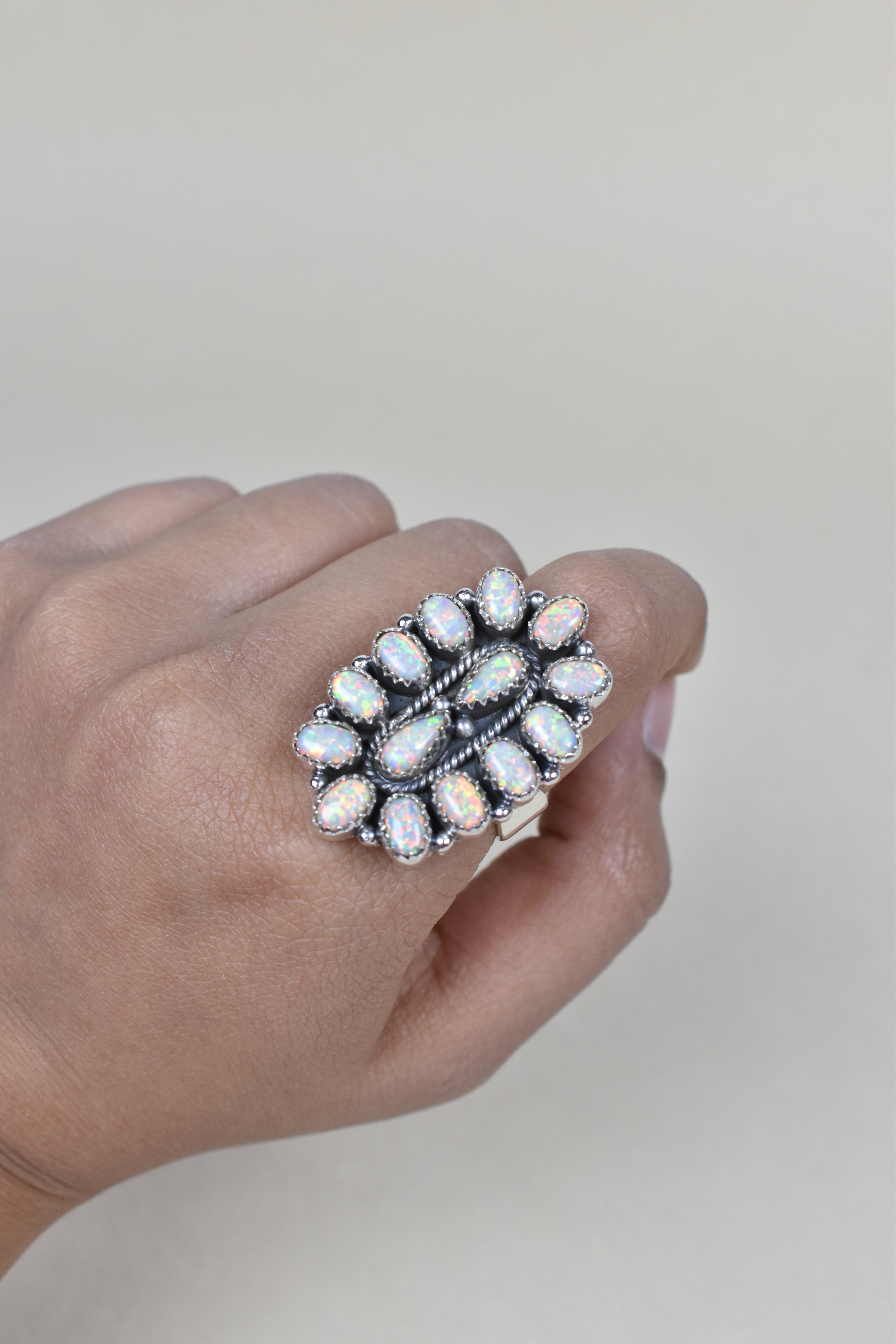 Dainty Long Blossom Cluster Opal Ring-Cluster Rings-Krush Kandy, Women's Online Fashion Boutique Located in Phoenix, Arizona (Scottsdale Area)