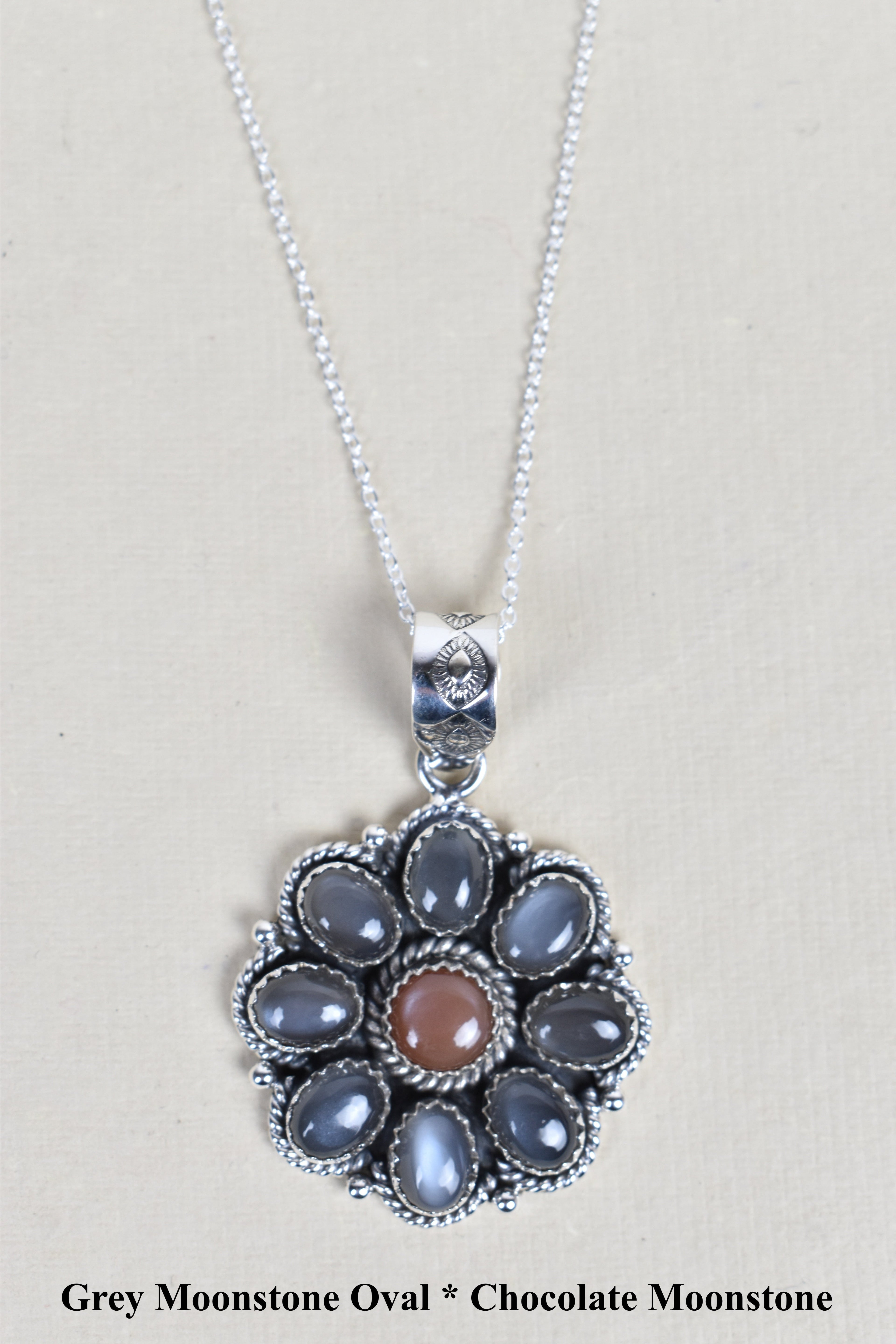 Daisy Days Sterling Silver & Stone Cluster Necklaces-Pendant Necklaces-Krush Kandy, Women's Online Fashion Boutique Located in Phoenix, Arizona (Scottsdale Area)