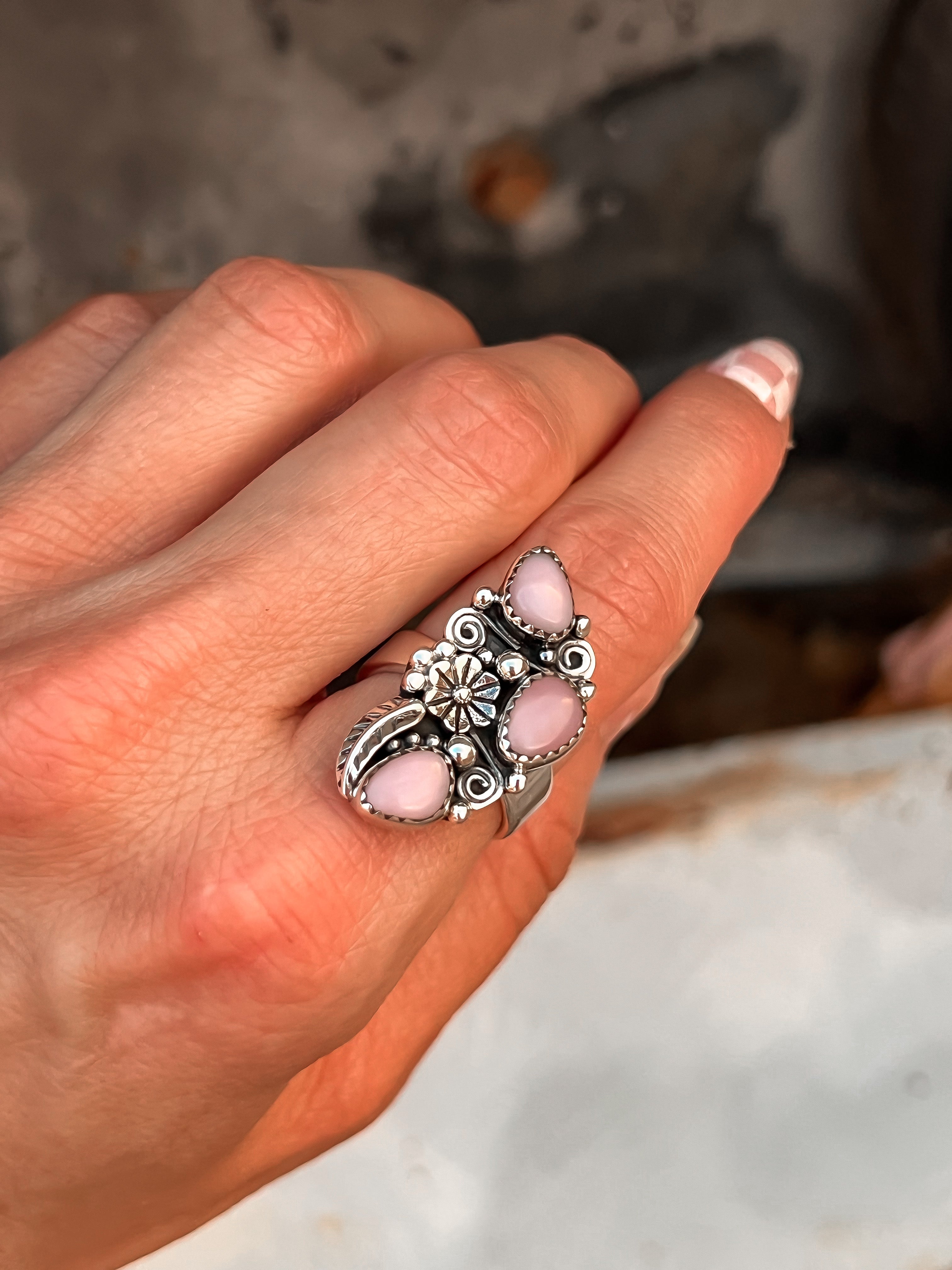 The Henley Triple Stone Flower Ring-Cluster Rings-Krush Kandy, Women's Online Fashion Boutique Located in Phoenix, Arizona (Scottsdale Area)