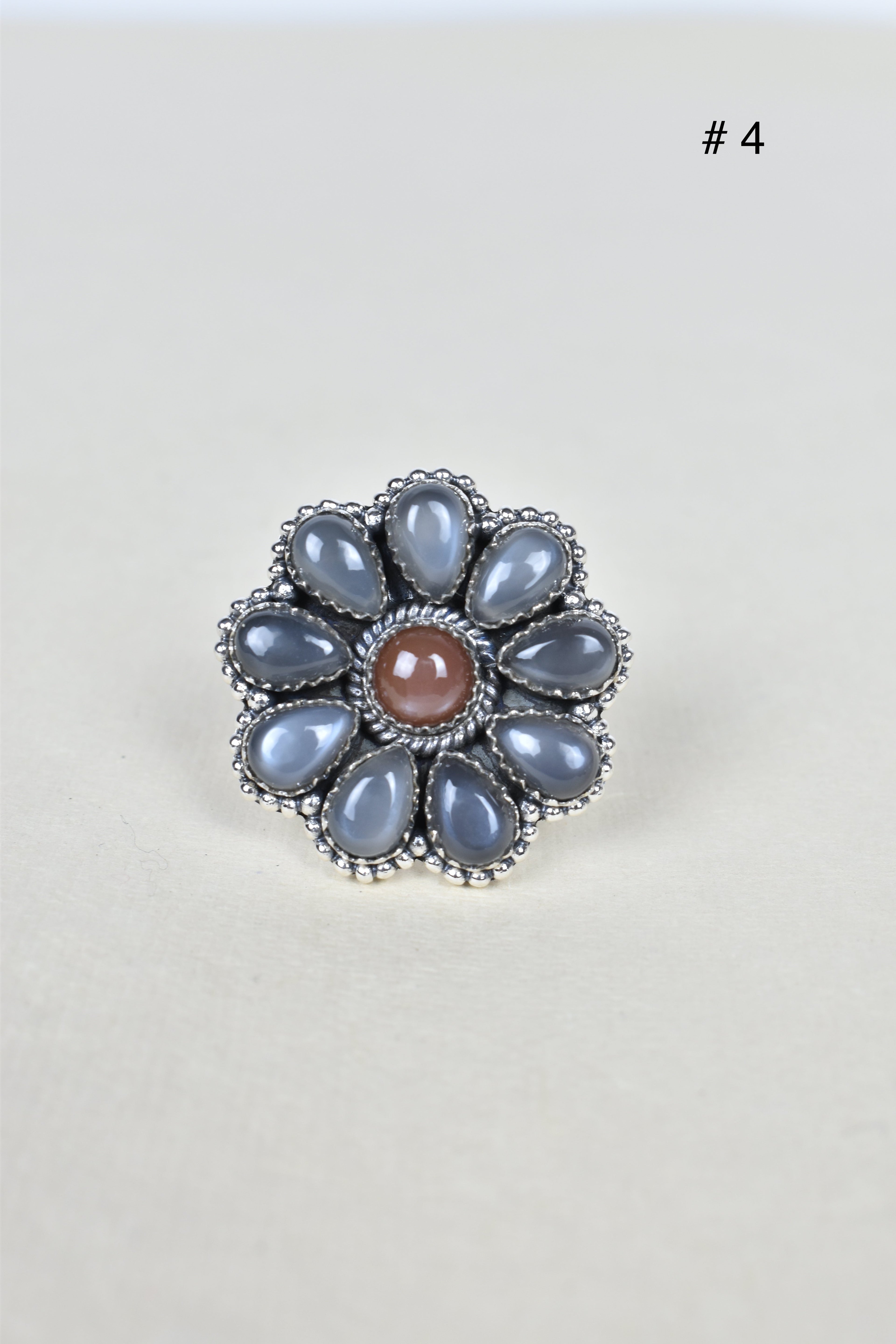 Chocolate Moonstone & Stone Cluster Sterling Silver Rings-Cluster Rings-Krush Kandy, Women's Online Fashion Boutique Located in Phoenix, Arizona (Scottsdale Area)