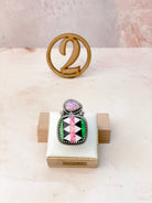 Fiery Pink Opal Aztec Pattern Mixed Rings-Rings-Krush Kandy, Women's Online Fashion Boutique Located in Phoenix, Arizona (Scottsdale Area)