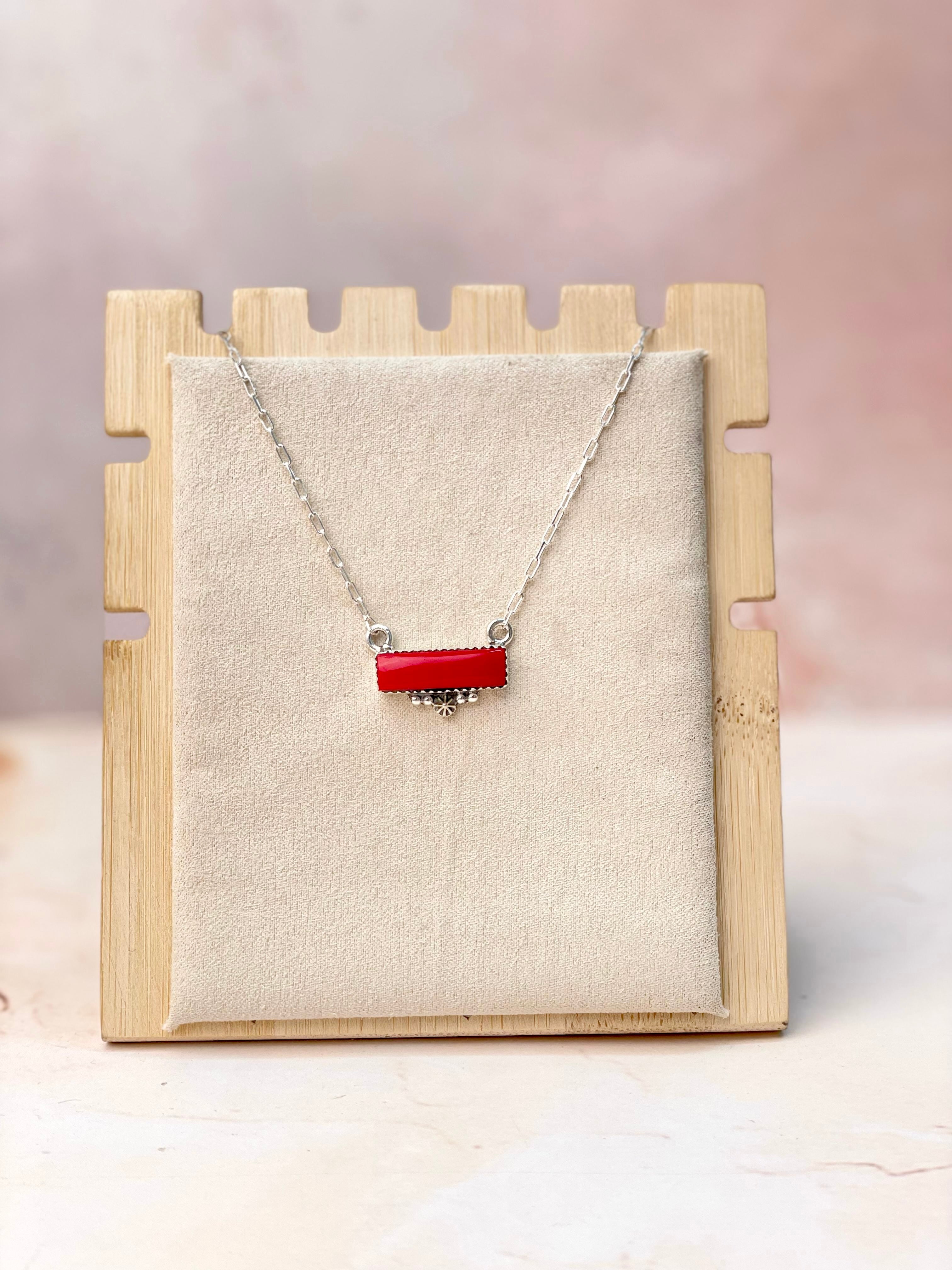 Red Rosarita Bar Necklace-Necklaces-Krush Kandy, Women's Online Fashion Boutique Located in Phoenix, Arizona (Scottsdale Area)