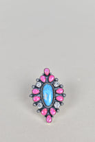 Blue Ridge Turquoise, Neon Pink Opal & Crystal One of A Kind Ring-Cluster Rings-Krush Kandy, Women's Online Fashion Boutique Located in Phoenix, Arizona (Scottsdale Area)