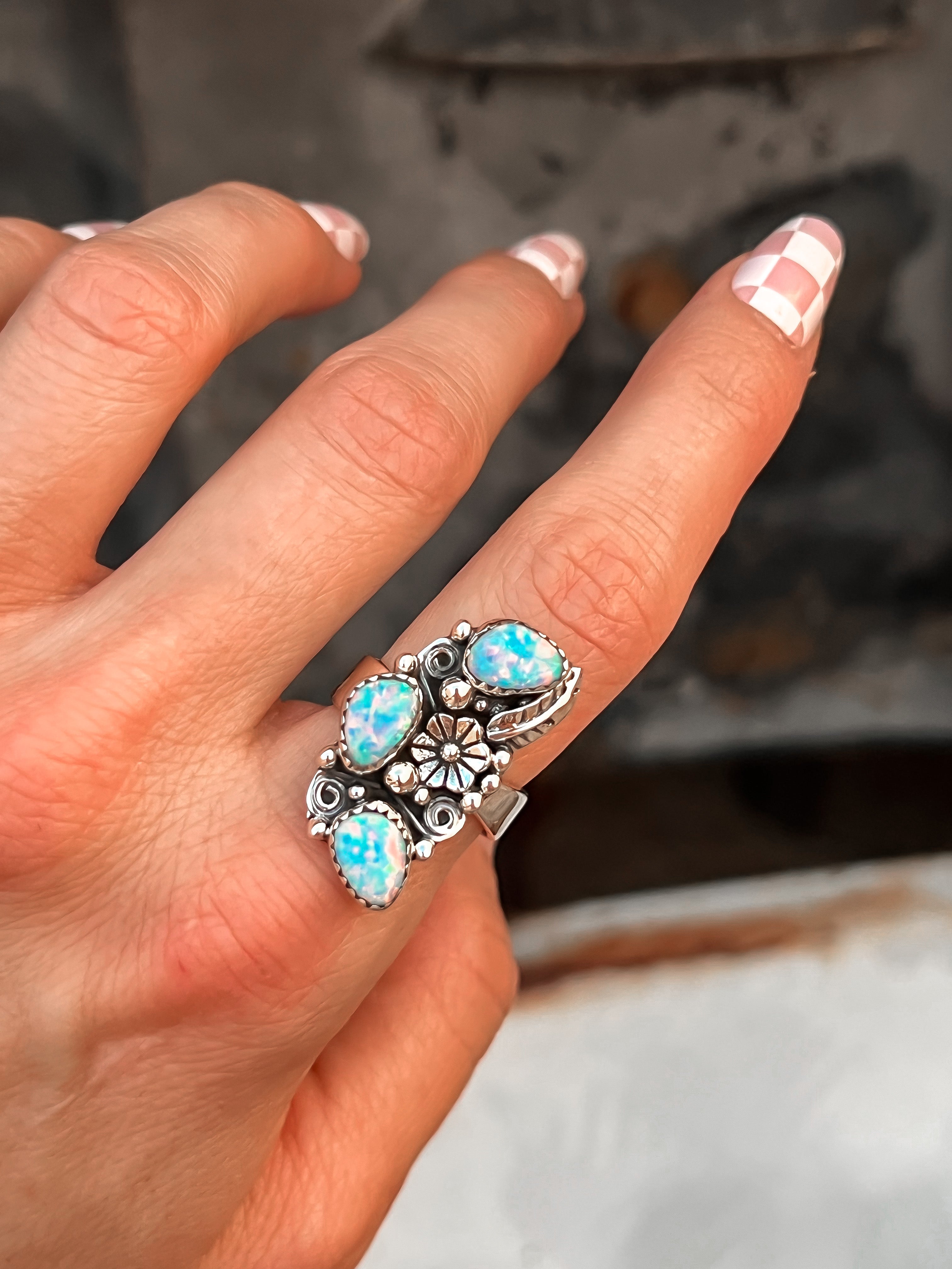 The Henley Triple Stone Flower Ring-Cluster Rings-Krush Kandy, Women's Online Fashion Boutique Located in Phoenix, Arizona (Scottsdale Area)