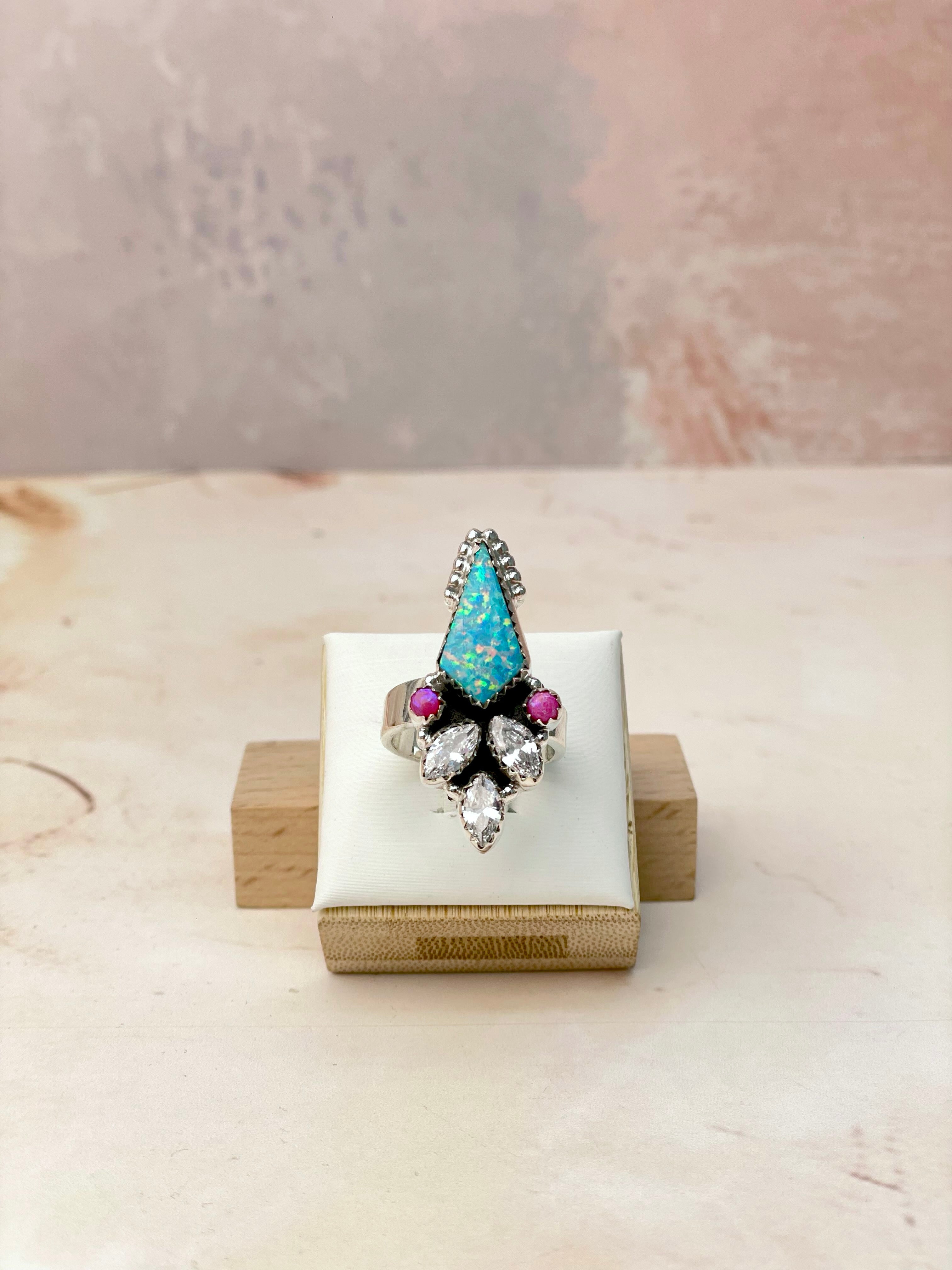 Kite Shaped Opal CZ Rings-Rings-Krush Kandy, Women's Online Fashion Boutique Located in Phoenix, Arizona (Scottsdale Area)