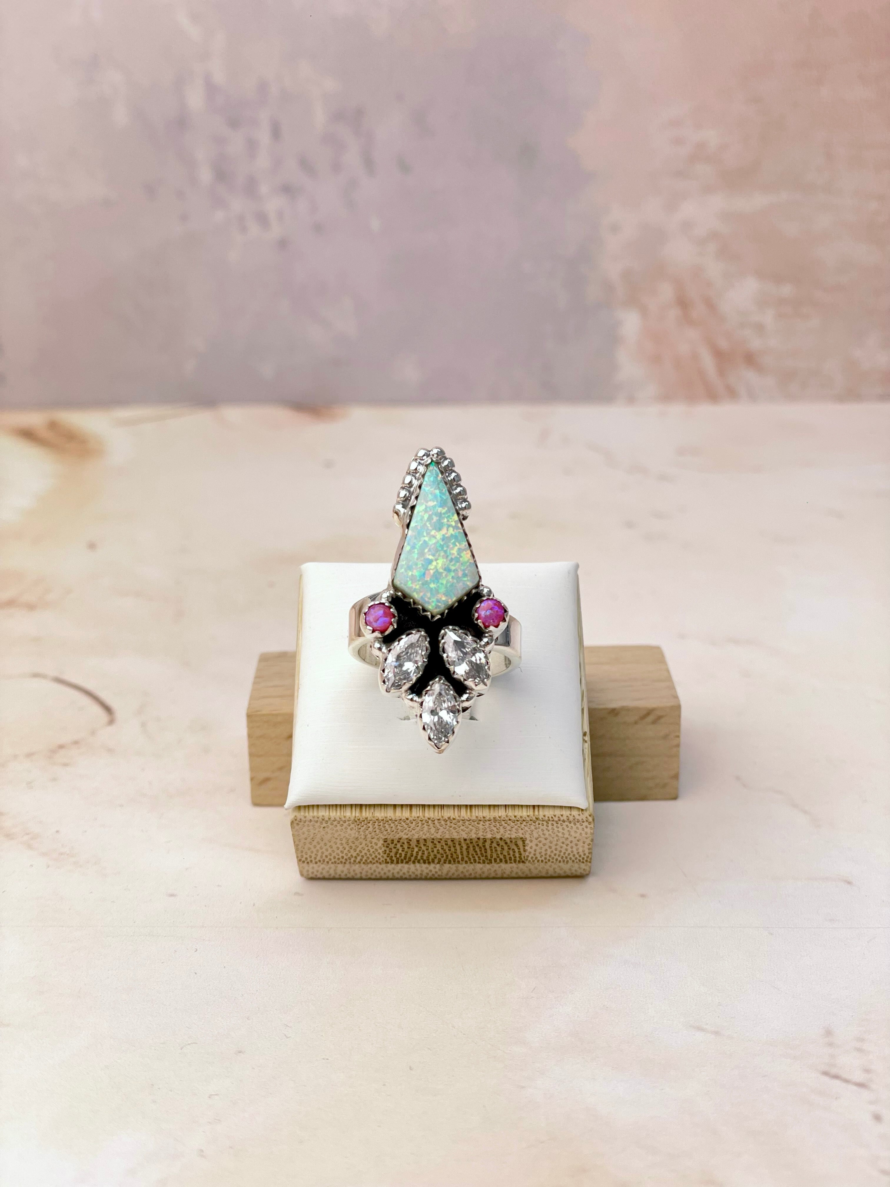 Kite Shaped Opal CZ Rings-Rings-Krush Kandy, Women's Online Fashion Boutique Located in Phoenix, Arizona (Scottsdale Area)