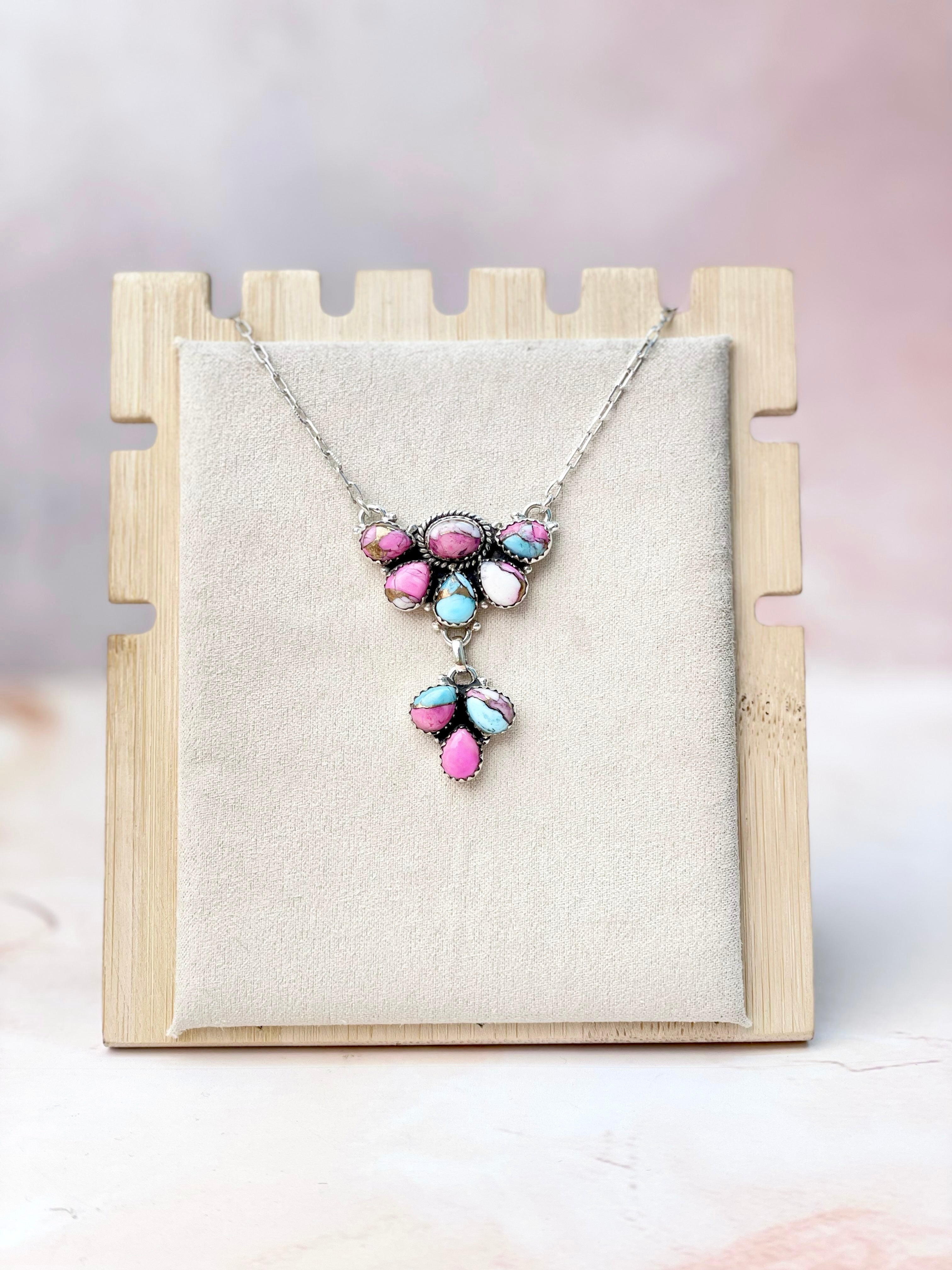 Half Daisy Drop Cotton Candy Chain Pendants-Necklaces-Krush Kandy, Women's Online Fashion Boutique Located in Phoenix, Arizona (Scottsdale Area)