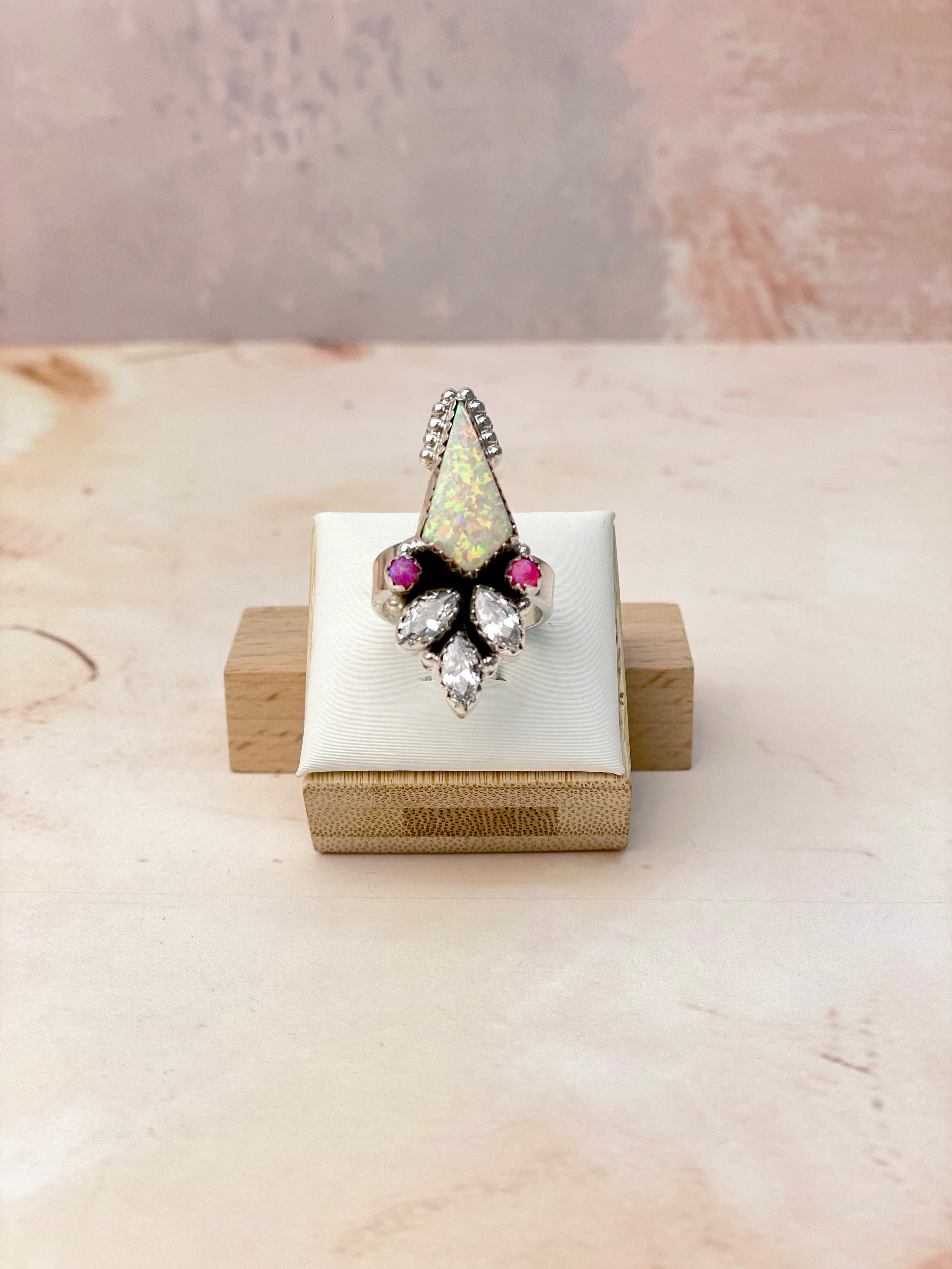Kite Shaped Opal CZ Rings-Rings-Krush Kandy, Women's Online Fashion Boutique Located in Phoenix, Arizona (Scottsdale Area)