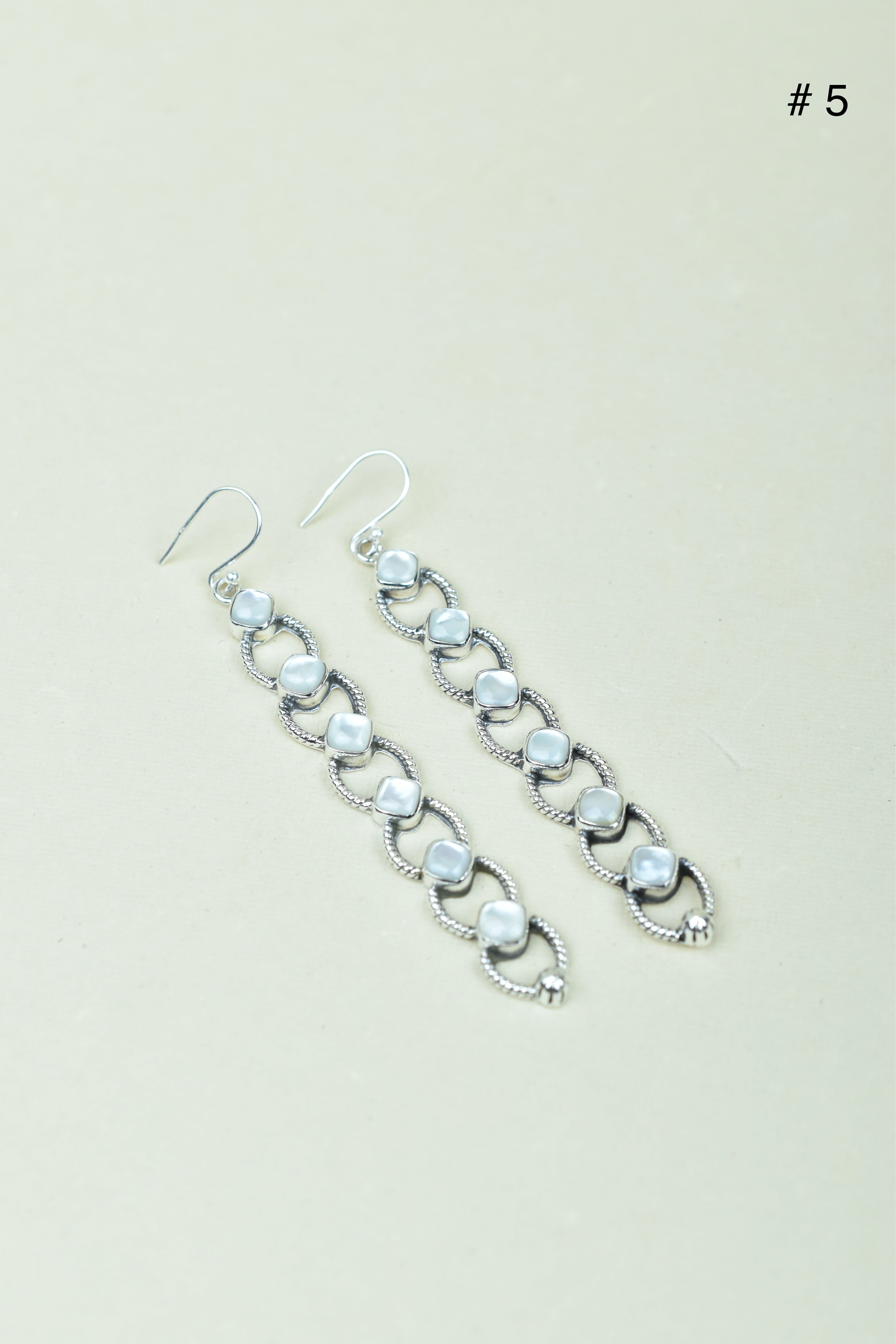 Sterling Silver Six Stone Cascading Earrings-Drop Earrings-Krush Kandy, Women's Online Fashion Boutique Located in Phoenix, Arizona (Scottsdale Area)