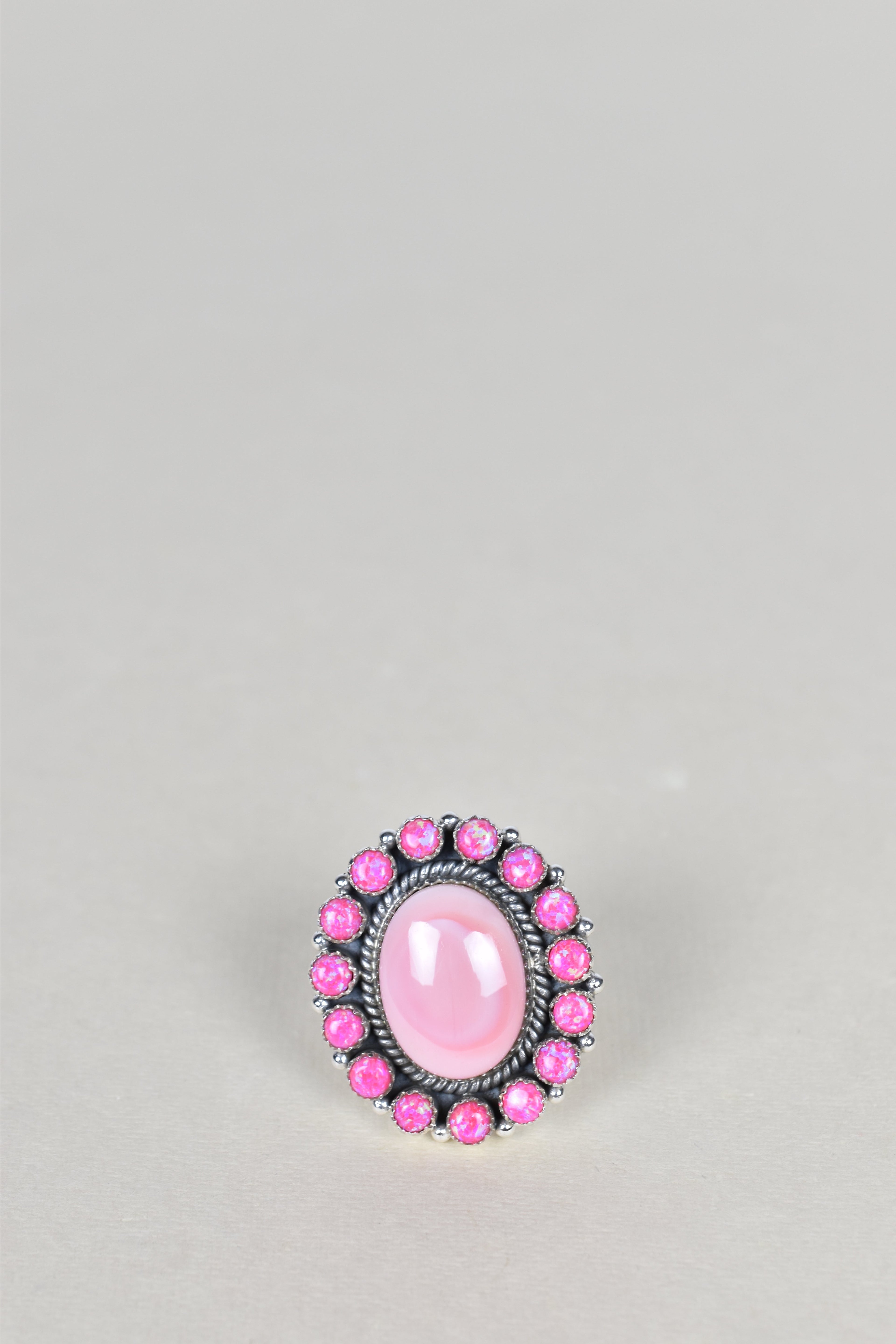 Pink Conch & Neon Pink Opal One of A Kind Ring-Cluster Rings-Krush Kandy, Women's Online Fashion Boutique Located in Phoenix, Arizona (Scottsdale Area)