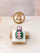 Fiery Pink Opal Aztec Pattern Mixed Rings-Rings-Krush Kandy, Women's Online Fashion Boutique Located in Phoenix, Arizona (Scottsdale Area)