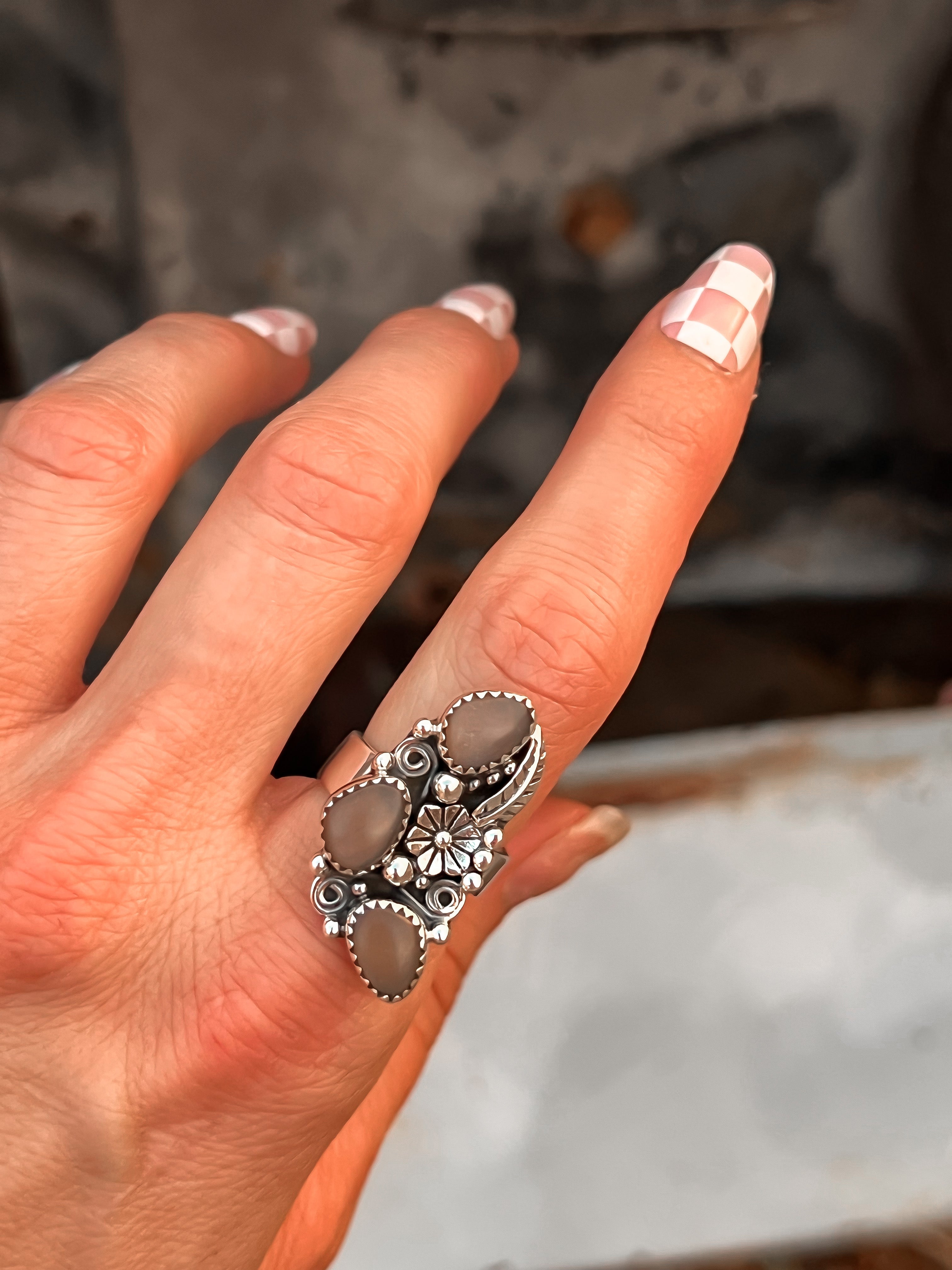The Henley Triple Stone Flower Ring-Cluster Rings-Krush Kandy, Women's Online Fashion Boutique Located in Phoenix, Arizona (Scottsdale Area)