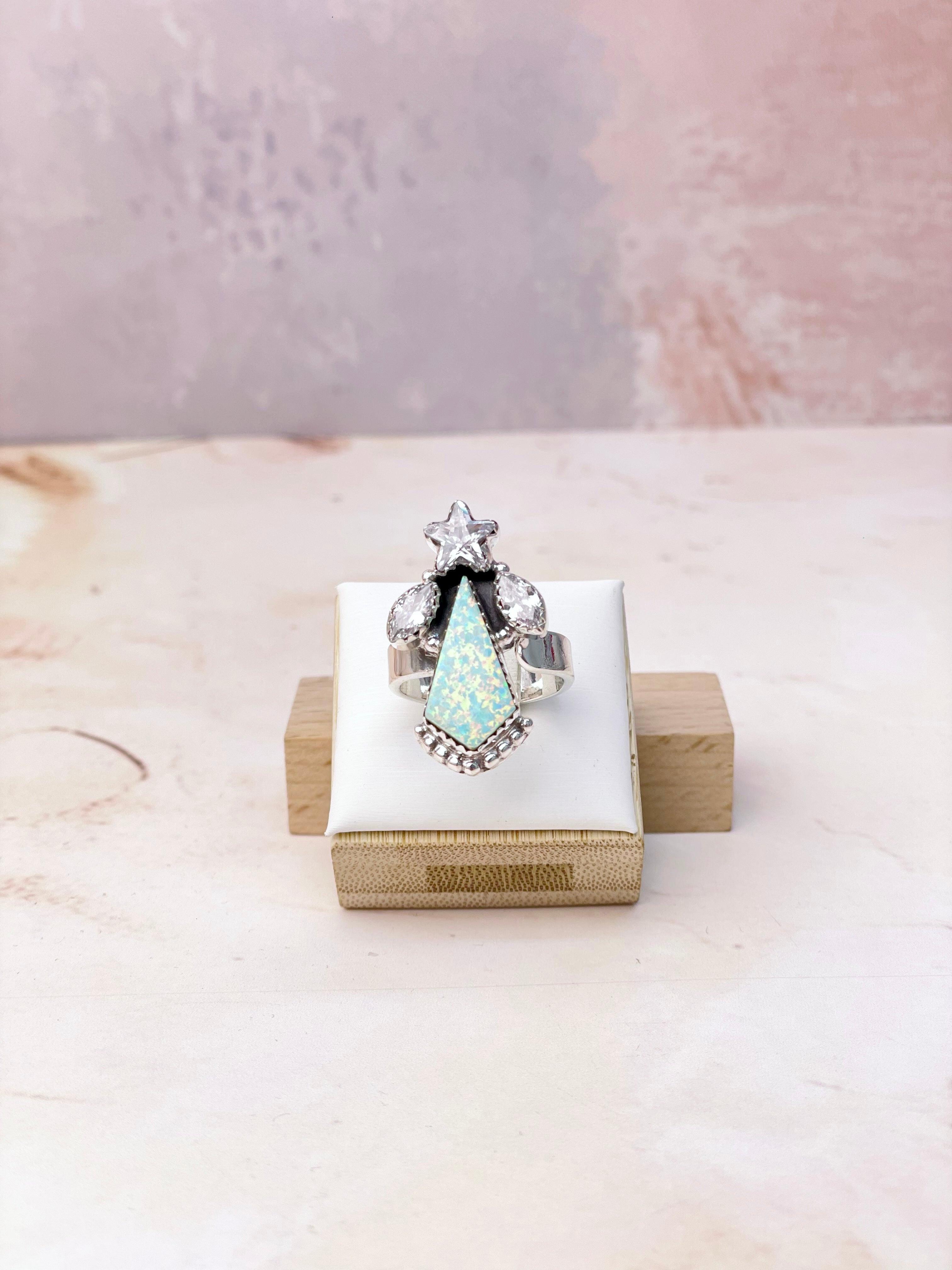 Kite Shaped Opal CZ Rings-Rings-Krush Kandy, Women's Online Fashion Boutique Located in Phoenix, Arizona (Scottsdale Area)