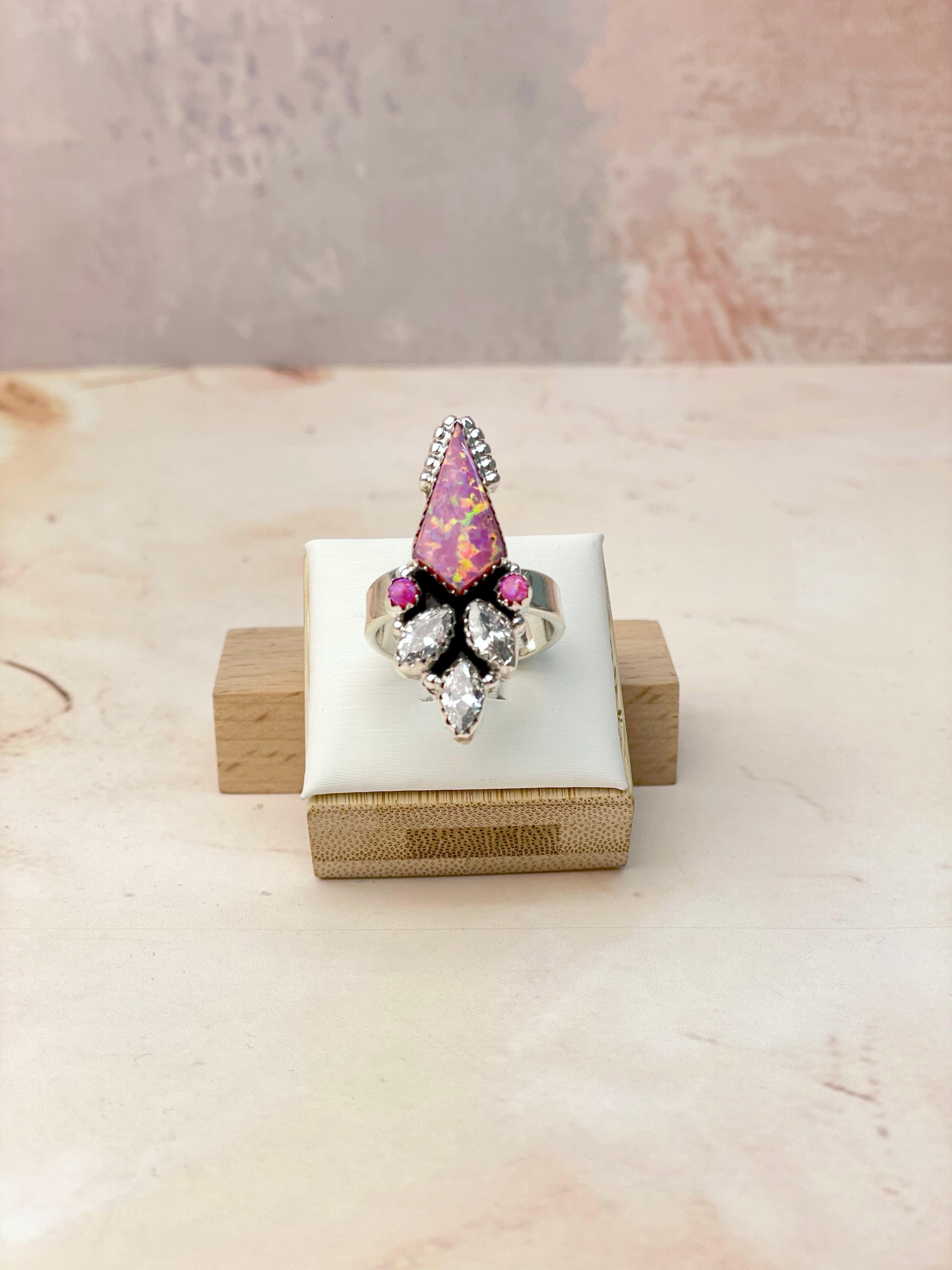 Kite Shaped Opal CZ Rings-Rings-Krush Kandy, Women's Online Fashion Boutique Located in Phoenix, Arizona (Scottsdale Area)