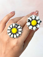 Yellow Rosarita and White Buffalo Blooming Flower Rings-Rings-Krush Kandy, Women's Online Fashion Boutique Located in Phoenix, Arizona (Scottsdale Area)