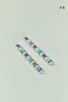 Sterling Silver Six Stone Cascading Earrings-Drop Earrings-Krush Kandy, Women's Online Fashion Boutique Located in Phoenix, Arizona (Scottsdale Area)