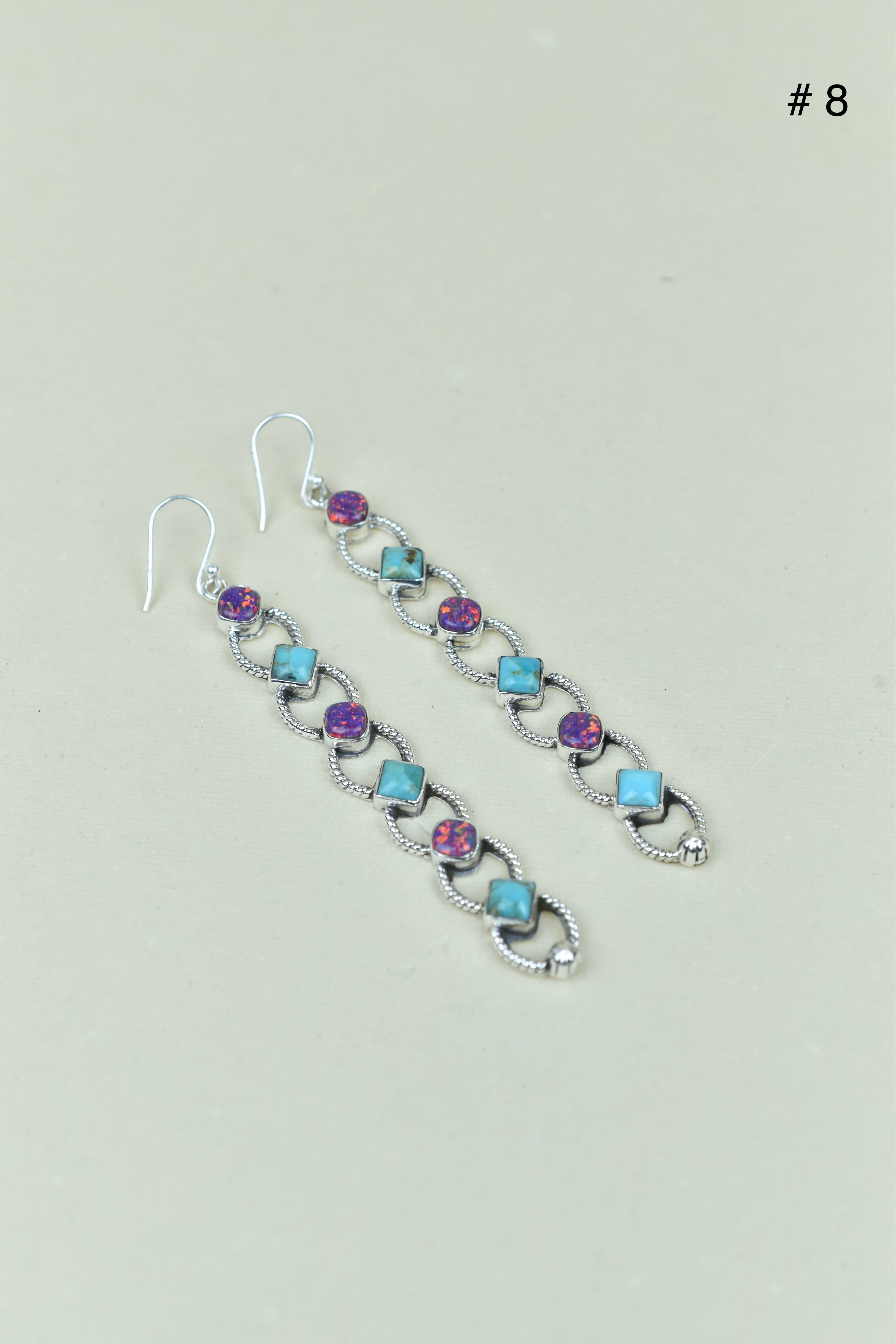 Sterling Silver Six Stone Cascading Earrings-Drop Earrings-Krush Kandy, Women's Online Fashion Boutique Located in Phoenix, Arizona (Scottsdale Area)