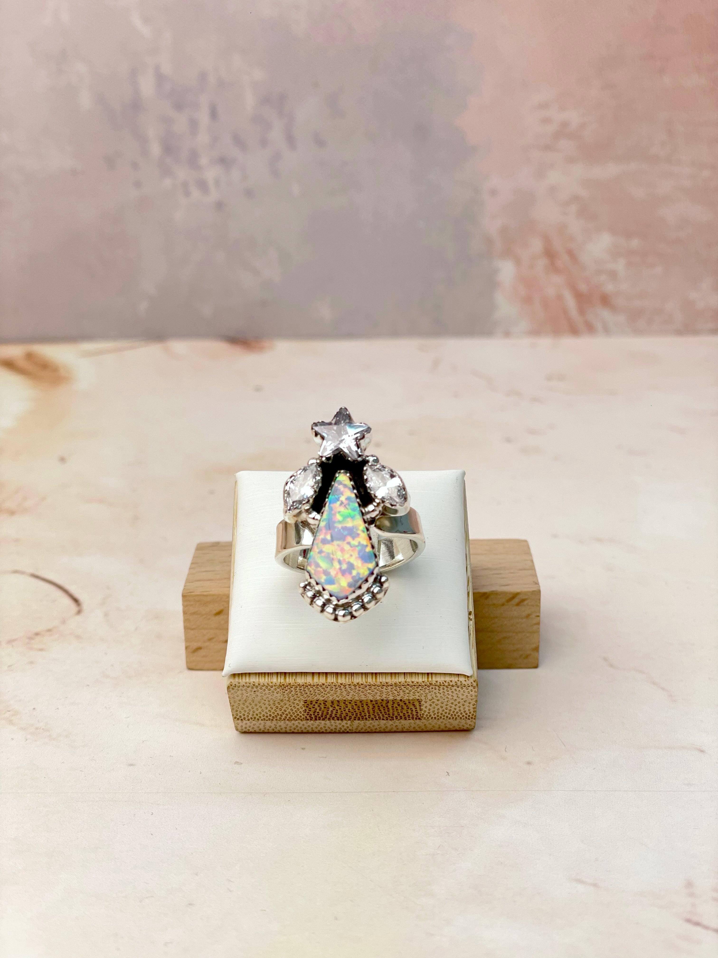 Kite Shaped Opal CZ Rings-Rings-Krush Kandy, Women's Online Fashion Boutique Located in Phoenix, Arizona (Scottsdale Area)