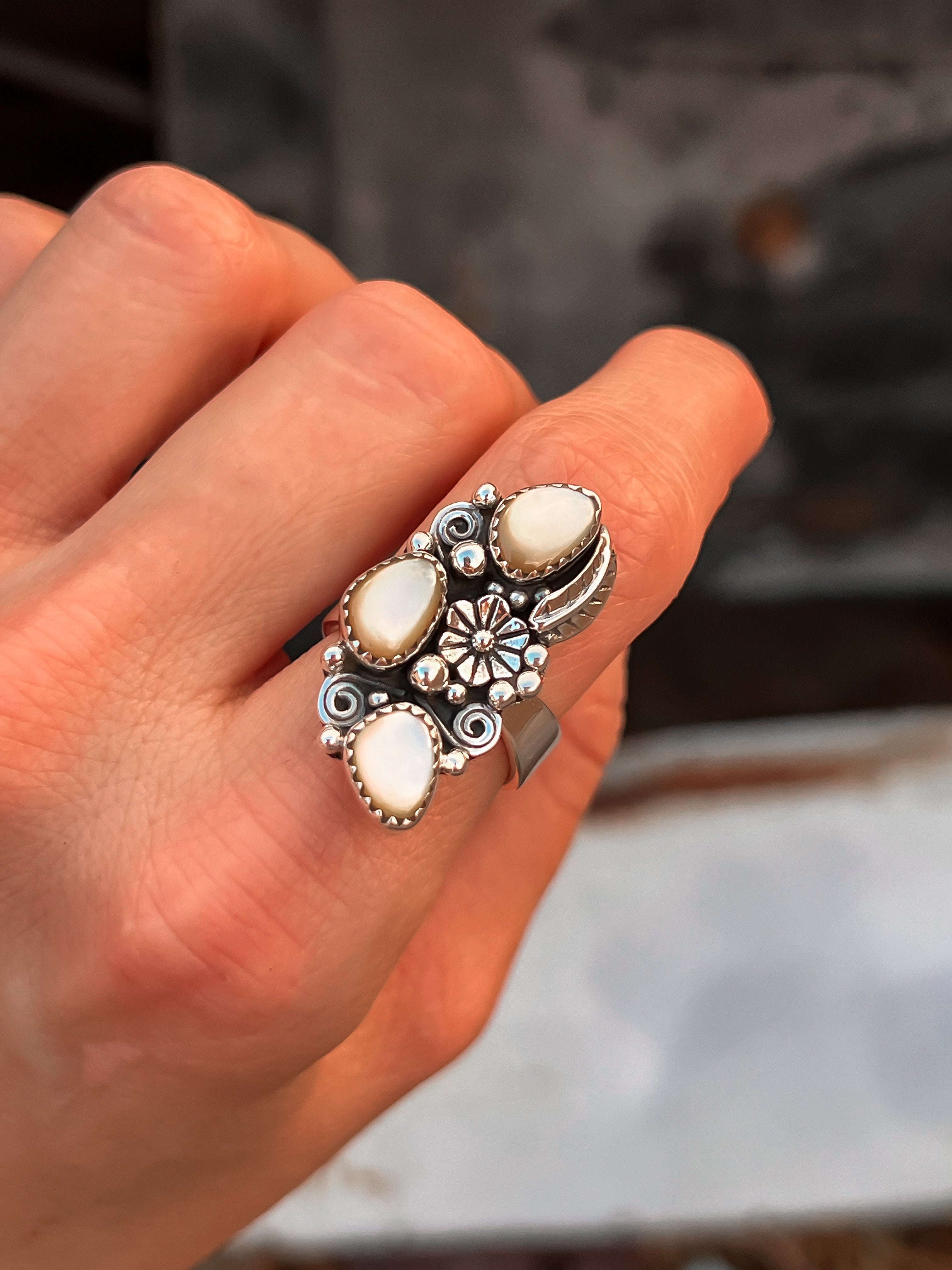 The Henley Triple Stone Flower Ring-Cluster Rings-Krush Kandy, Women's Online Fashion Boutique Located in Phoenix, Arizona (Scottsdale Area)