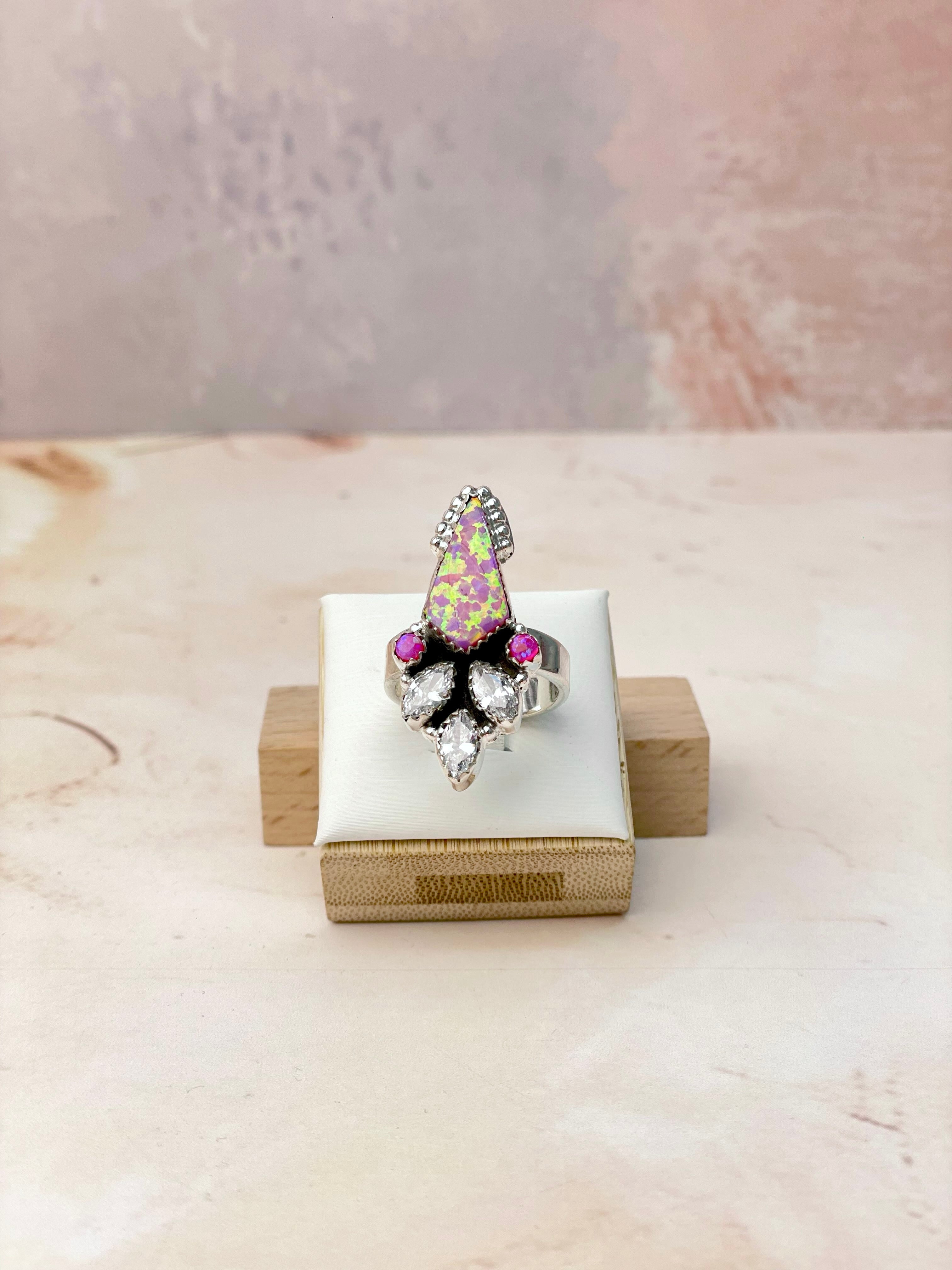 Kite Shaped Opal CZ Rings-Rings-Krush Kandy, Women's Online Fashion Boutique Located in Phoenix, Arizona (Scottsdale Area)