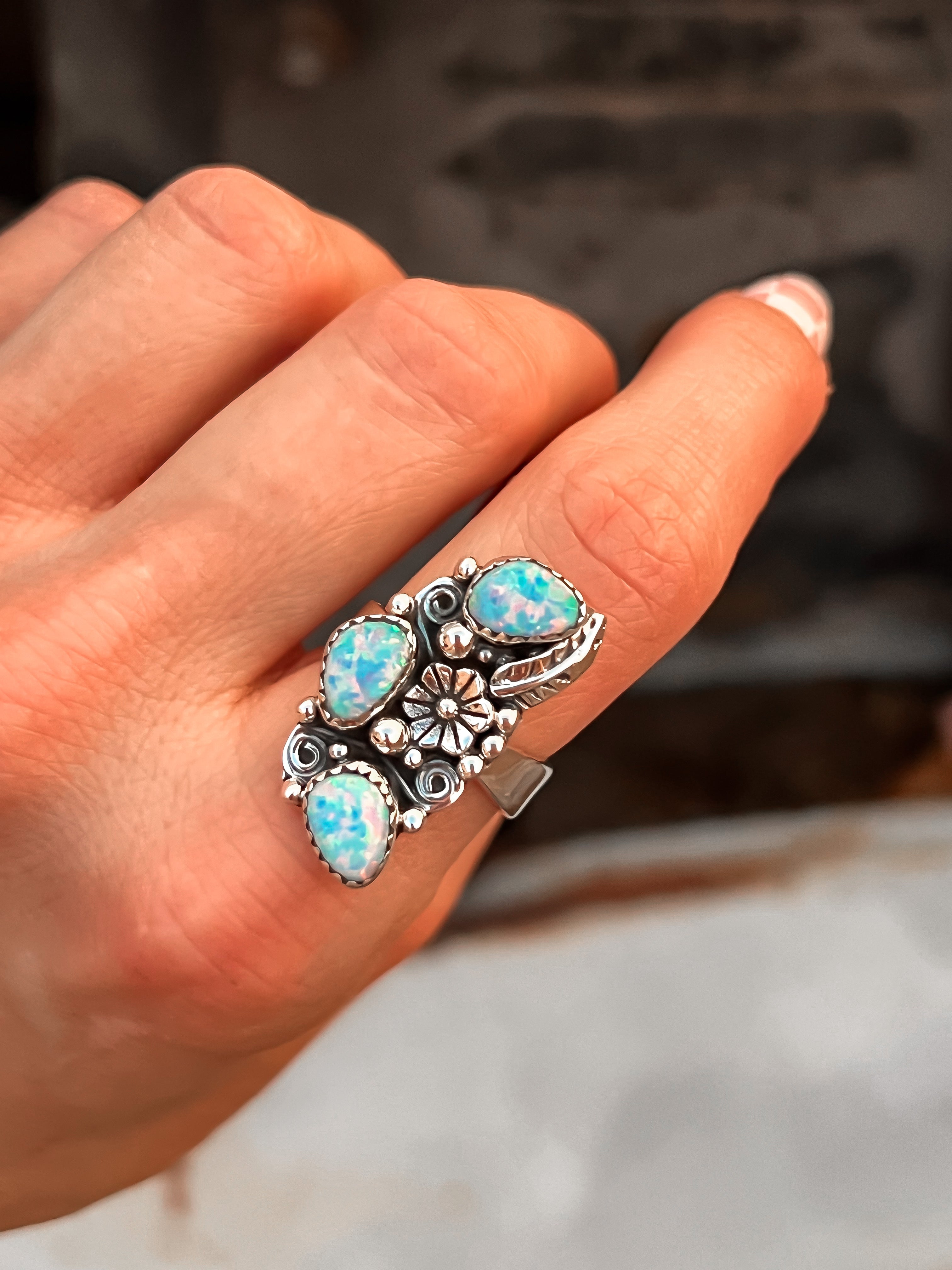 The Henley Triple Stone Flower Ring-Cluster Rings-Krush Kandy, Women's Online Fashion Boutique Located in Phoenix, Arizona (Scottsdale Area)