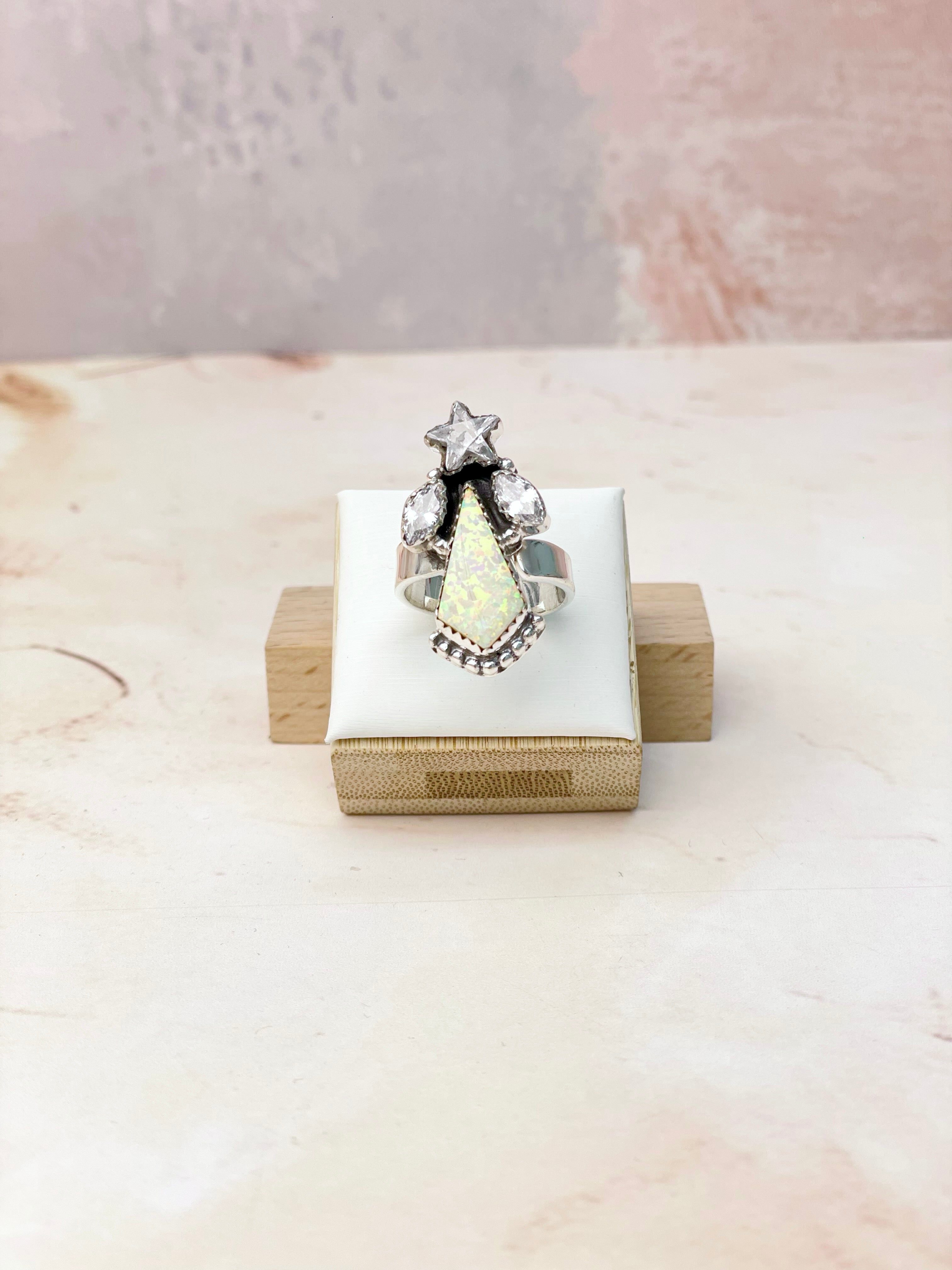 Kite Shaped Opal CZ Rings-Rings-Krush Kandy, Women's Online Fashion Boutique Located in Phoenix, Arizona (Scottsdale Area)