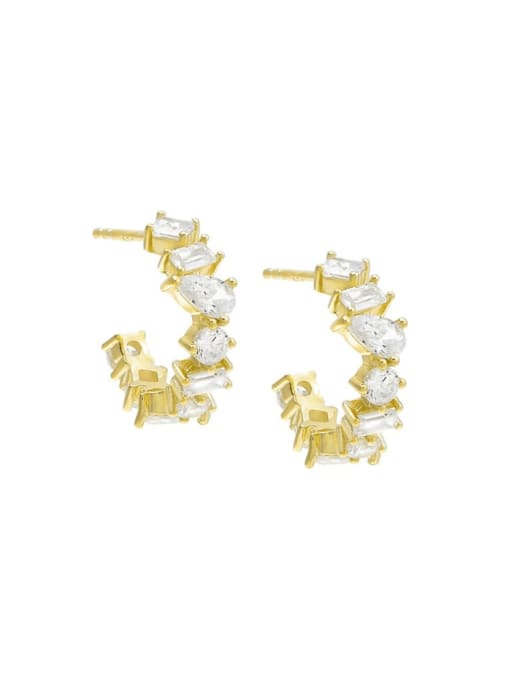 Sterling Silver Cubic Zirconia Geometric Dainty Stud Earrings-Earrings-Krush Kandy, Women's Online Fashion Boutique Located in Phoenix, Arizona (Scottsdale Area)