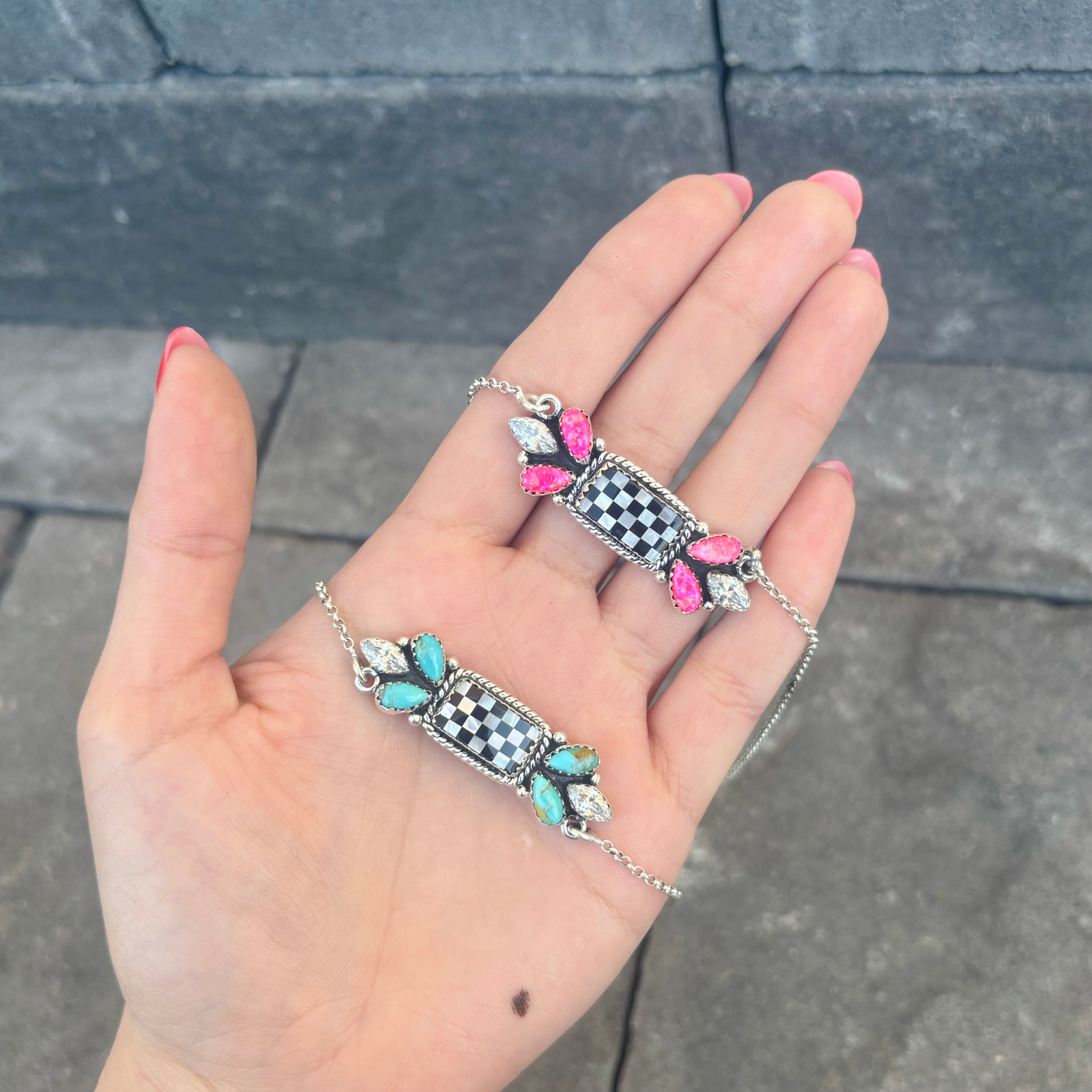 Desert Drift Stone & Checker Necklace-Charms & Pendants-Krush Kandy, Women's Online Fashion Boutique Located in Phoenix, Arizona (Scottsdale Area)