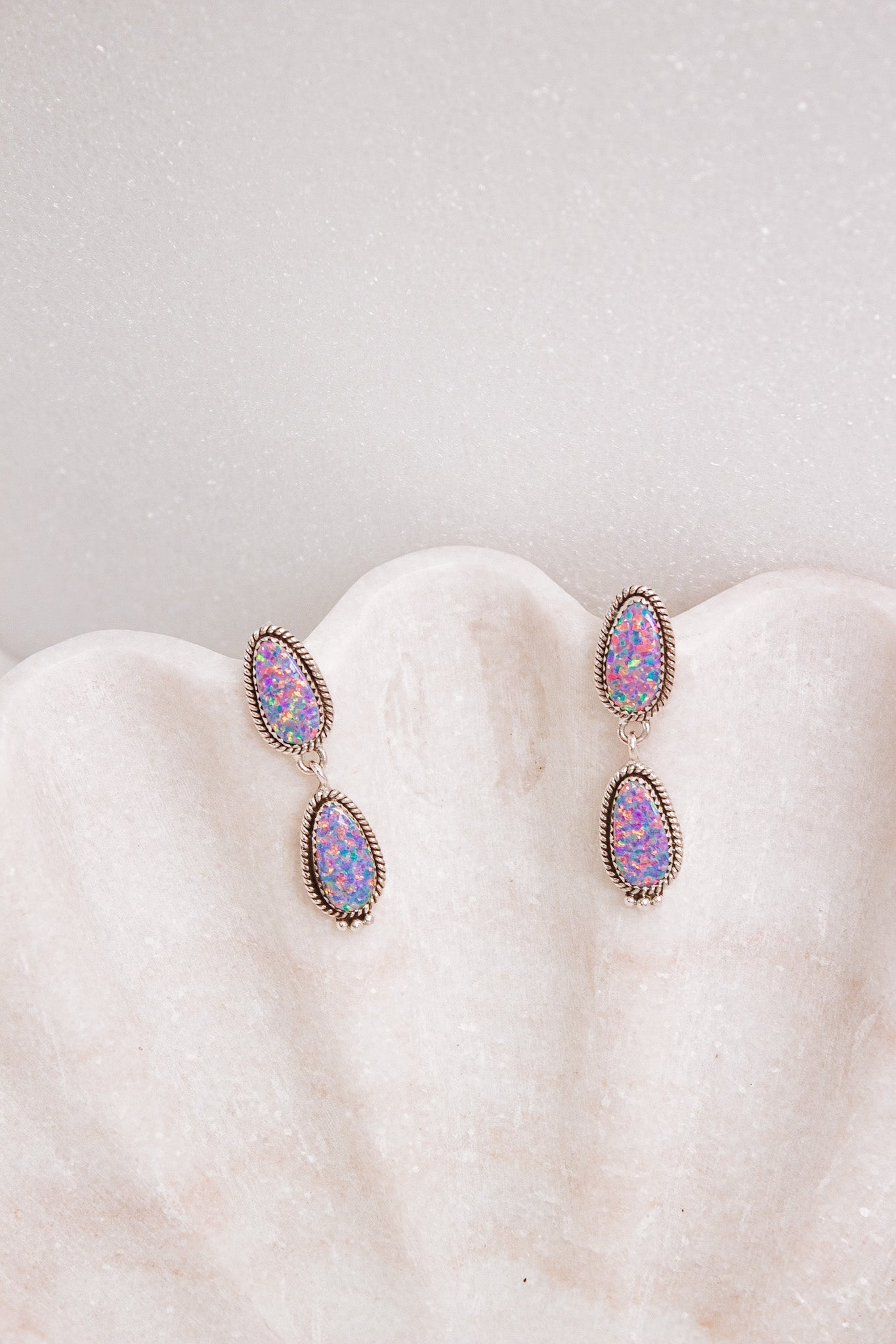 Sterling Silver Stone Drop Slab Earrings-Drop Earrings-Krush Kandy, Women's Online Fashion Boutique Located in Phoenix, Arizona (Scottsdale Area)