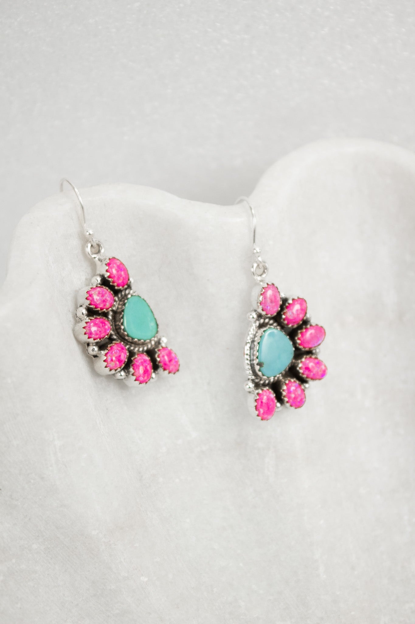 Half Opal Cluster Stone Earrings-Stud Earrings-Krush Kandy, Women's Online Fashion Boutique Located in Phoenix, Arizona (Scottsdale Area)
