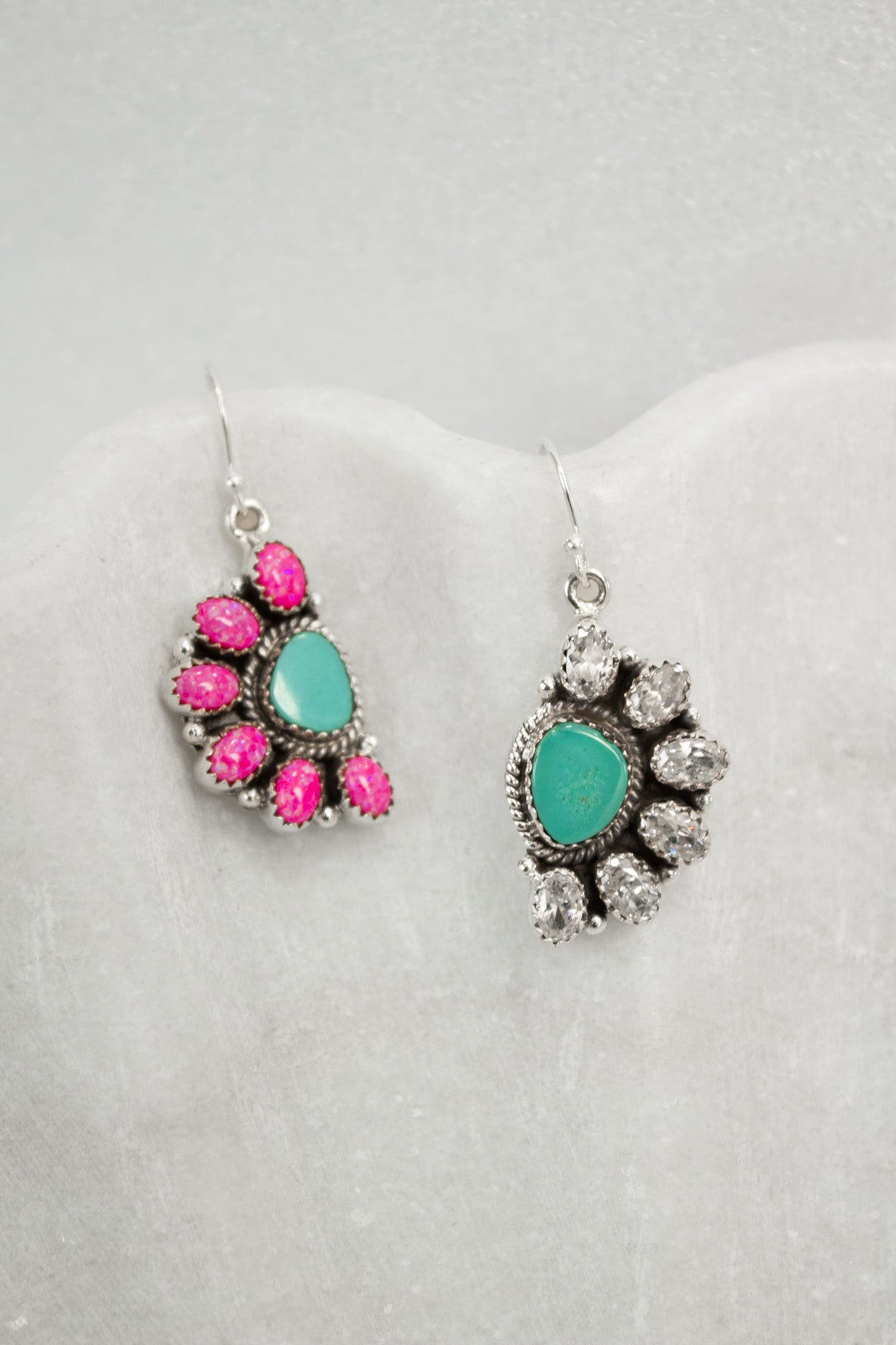Half Opal Cluster Stone Earrings-Stud Earrings-Krush Kandy, Women's Online Fashion Boutique Located in Phoenix, Arizona (Scottsdale Area)