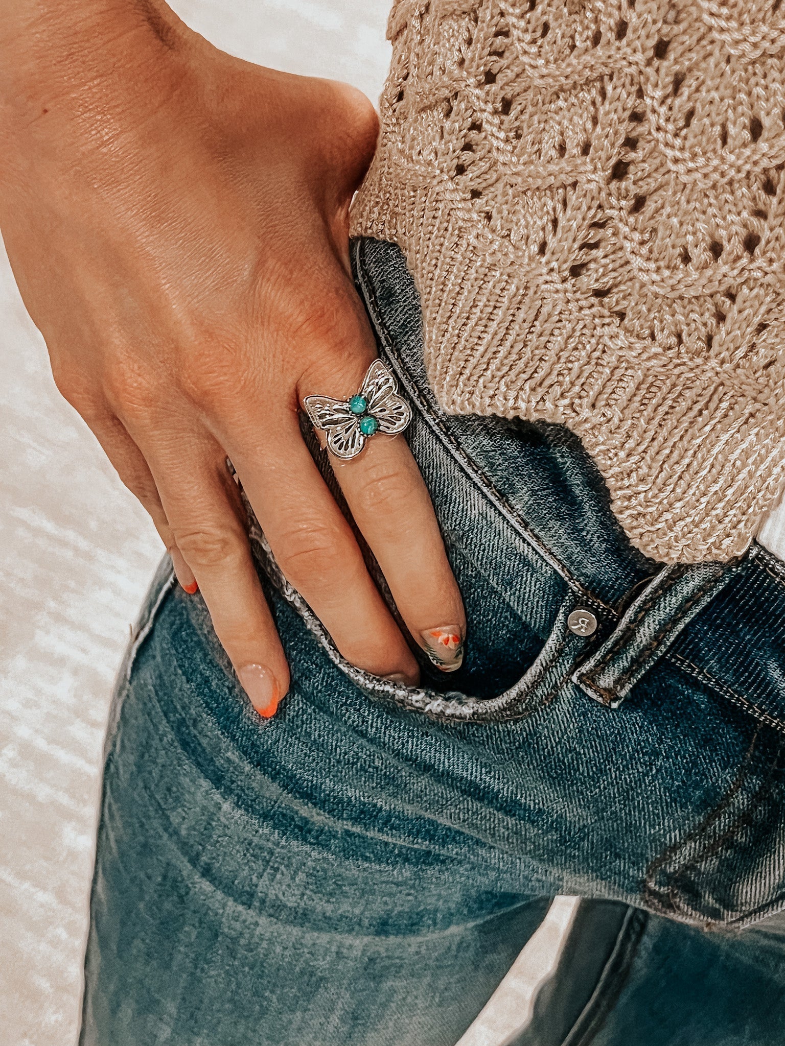 Butterfly Stone Ring | By KKB-Band Rings-Krush Kandy, Women's Online Fashion Boutique Located in Phoenix, Arizona (Scottsdale Area)