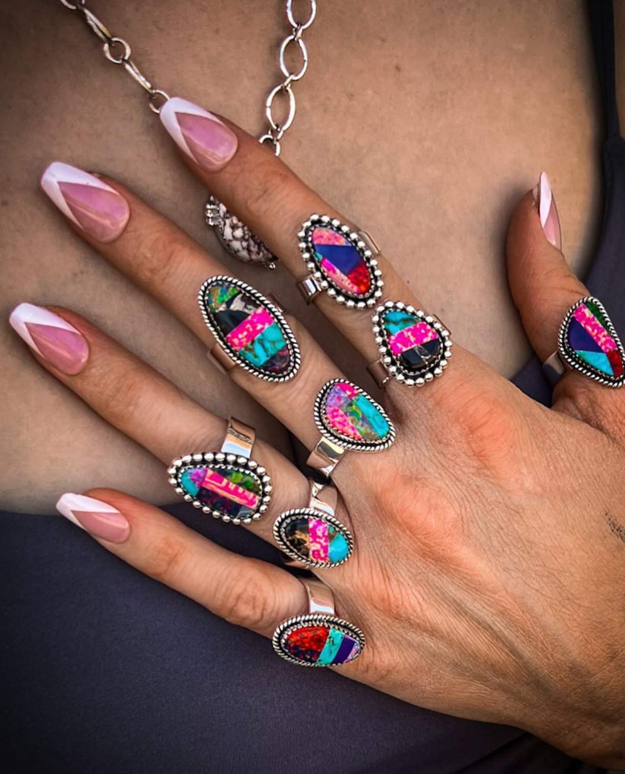 Turquoise & Opal Stone Sterling Silver Ring PREORDER-Statement Rings-Krush Kandy, Women's Online Fashion Boutique Located in Phoenix, Arizona (Scottsdale Area)