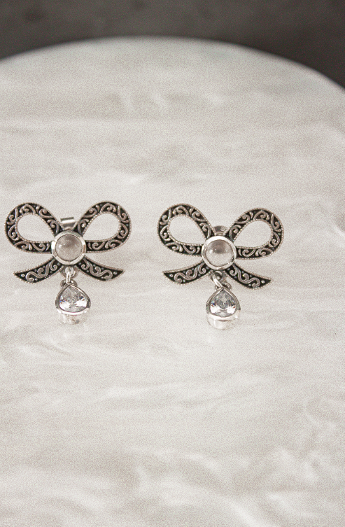Stone Drop Bow Stud Earrings-Stud Earrings-Krush Kandy, Women's Online Fashion Boutique Located in Phoenix, Arizona (Scottsdale Area)
