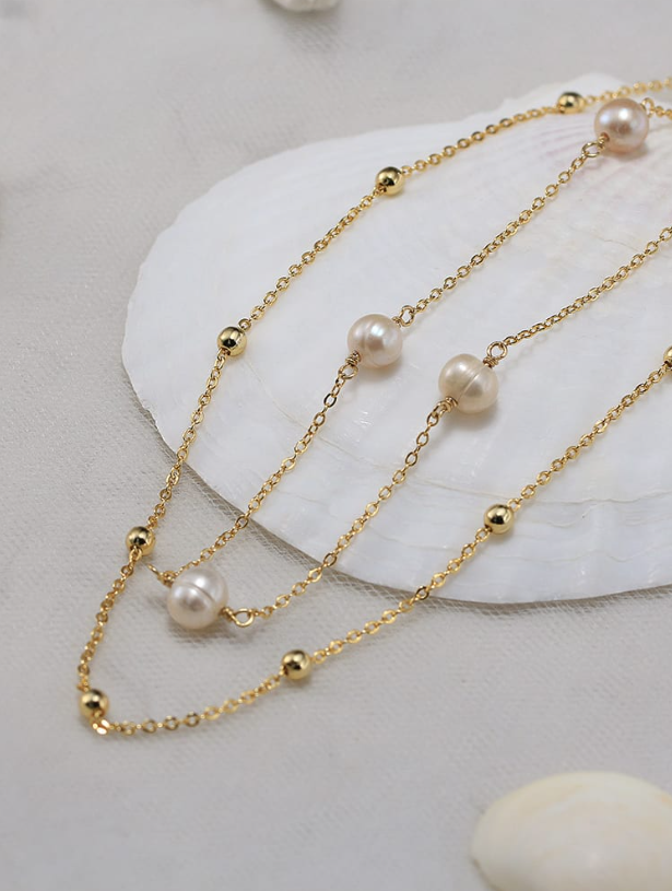 Pearl Geometric Minimalist Multi Strand Necklace-Necklaces-Krush Kandy, Women's Online Fashion Boutique Located in Phoenix, Arizona (Scottsdale Area)
