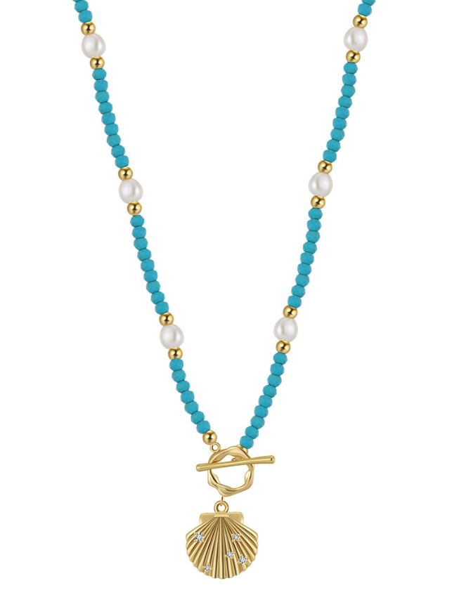Natural Stone Geometric Vintage Beaded Necklace-Necklaces-Krush Kandy, Women's Online Fashion Boutique Located in Phoenix, Arizona (Scottsdale Area)
