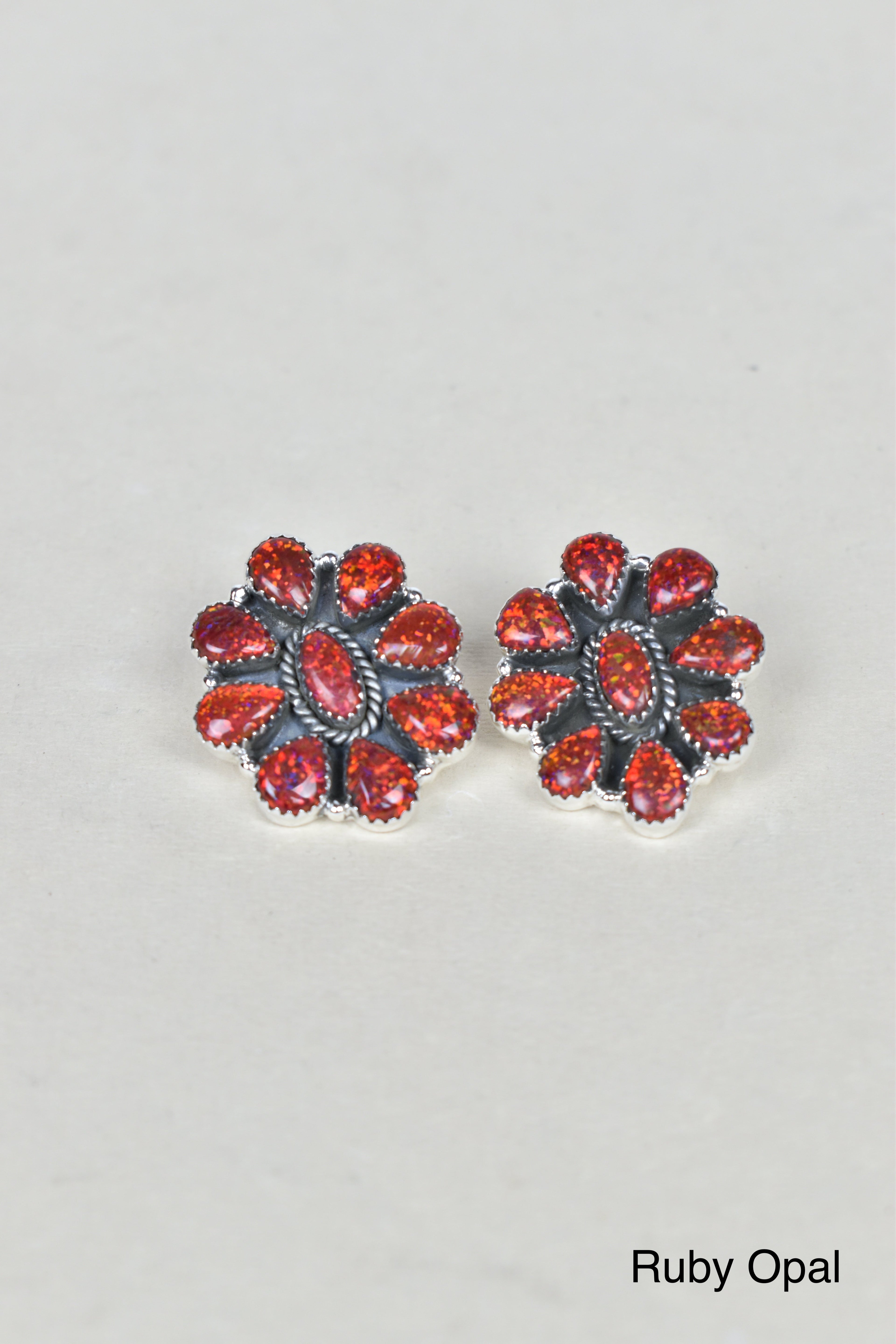 Stone Blossom Sterling Silver Earrings-Stud Earrings-Krush Kandy, Women's Online Fashion Boutique Located in Phoenix, Arizona (Scottsdale Area)